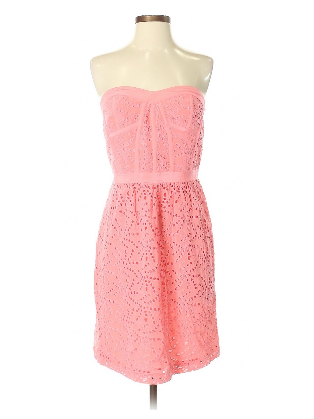 Rebecca Taylor Coral Pink Strapless Eyelet Dress